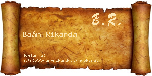 Baán Rikarda névjegykártya